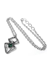 silver pewter spider charm necklace 