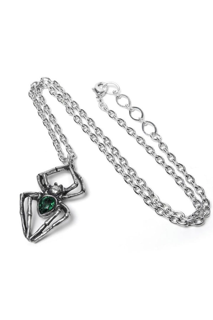 silver pewter spider charm necklace 