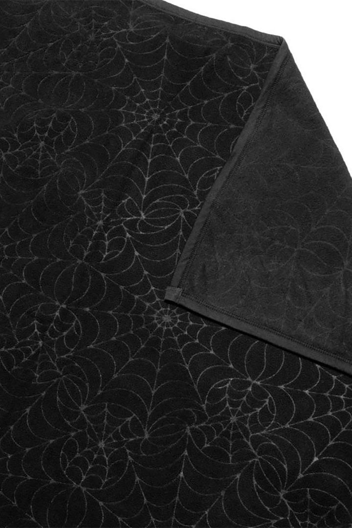 gothic black plush spiderweb pattern blanket