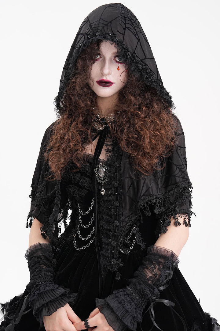 womens gothic spiderweb mesh cape