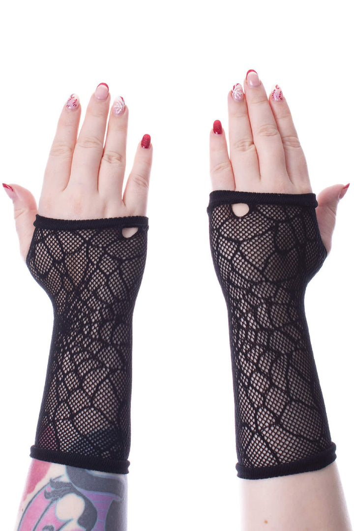 womens gothic fishnet gloves