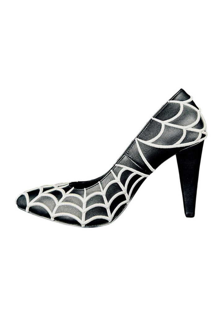 embroidered spiderweb high heels by strangecvlt