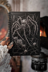 horror spiderweb, skeleton, and spider diary with lined pages