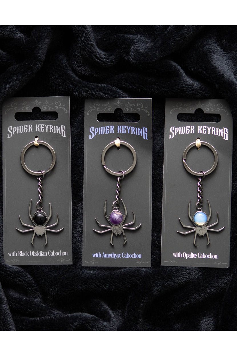 gothic mystery real genuine stone spider keychain