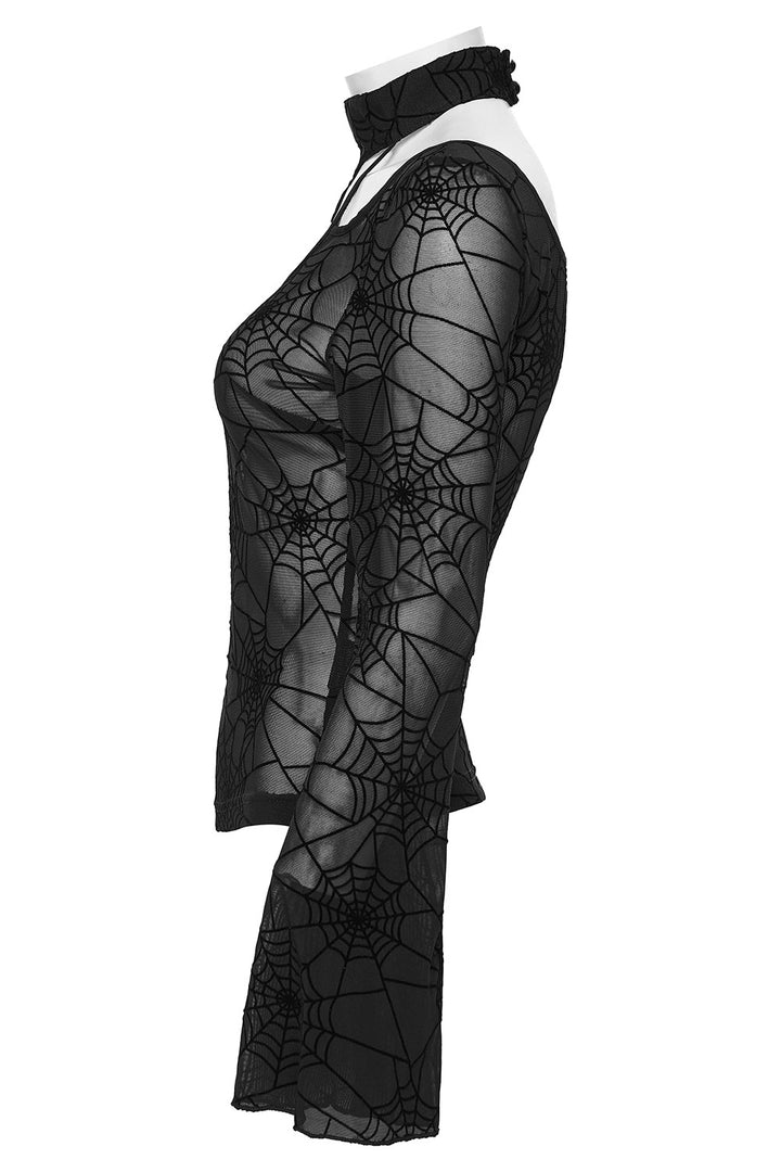 long sleeve mesh spiderweb shirt by punk rave