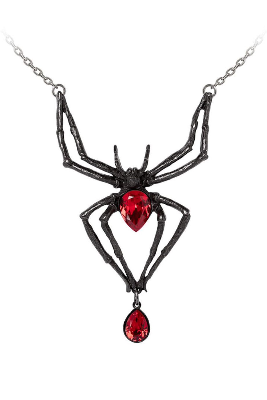 red and black gothic black widow spider necklace