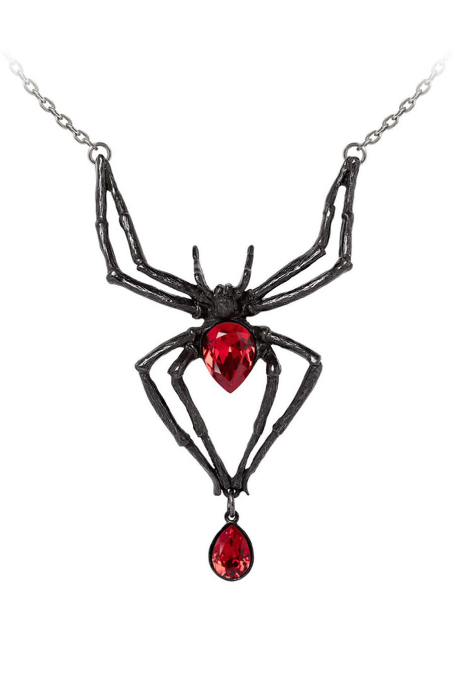 red and black gothic black widow spider necklace