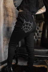 black cotton high-waisted corset pants