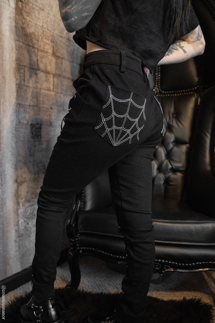 black cotton high-waisted corset pants