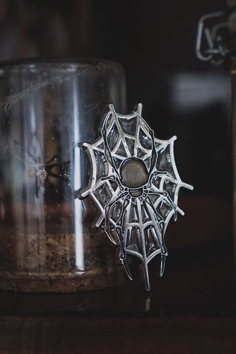 gothic spiderweb enamel pin