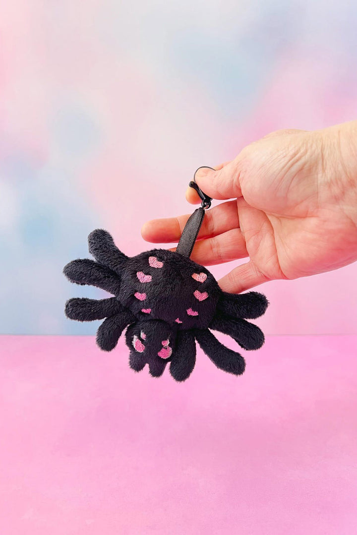 embroidered spider plush keychain 