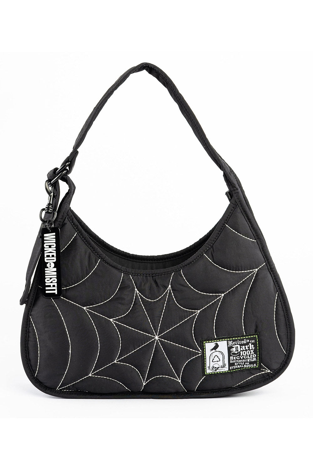 gothic puff embroidered spiderweb bag