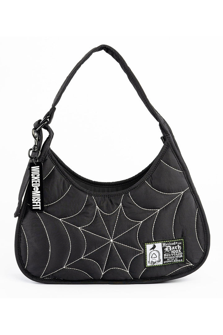 gothic puff embroidered spiderweb bag