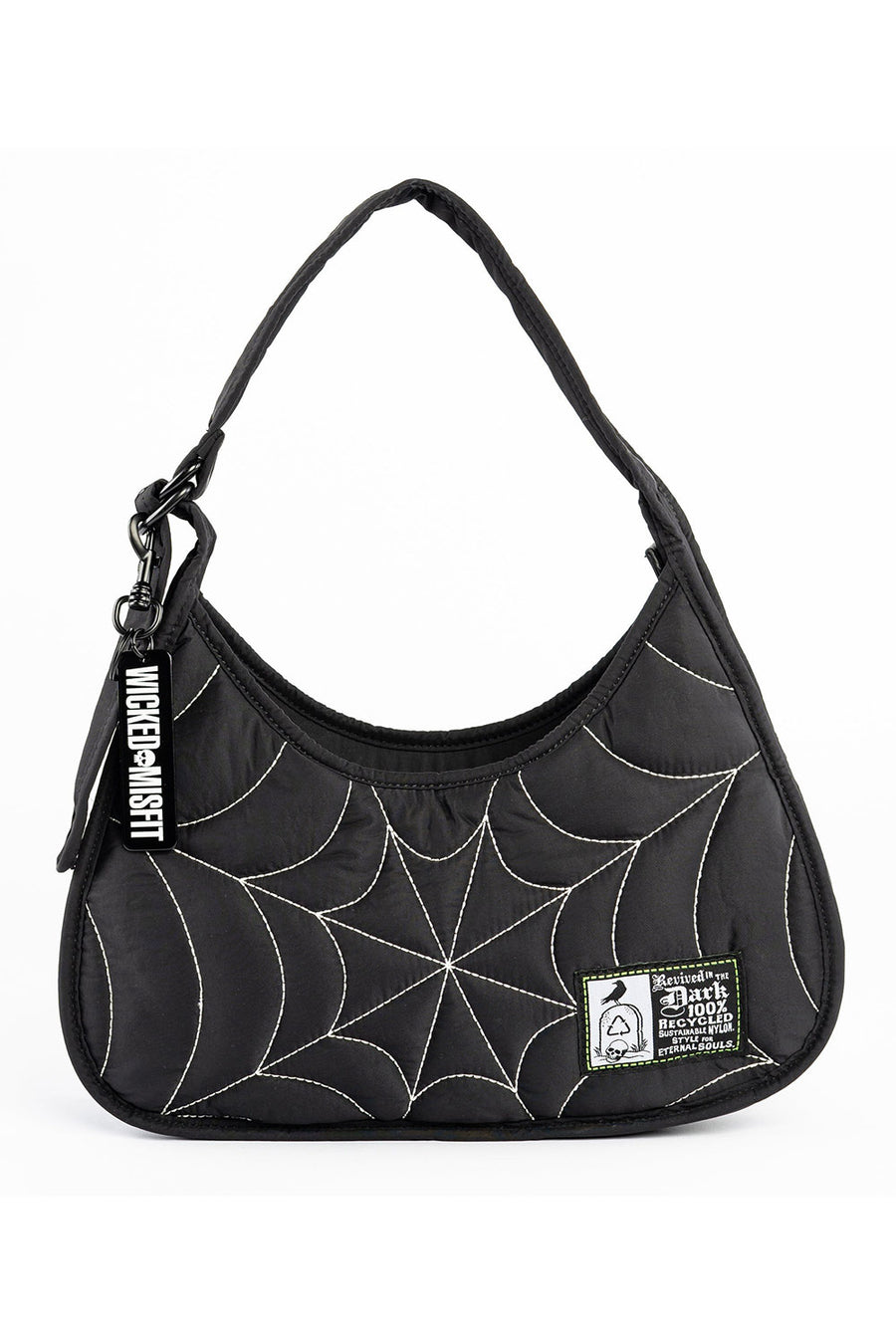 gothic puff embroidered spiderweb bag