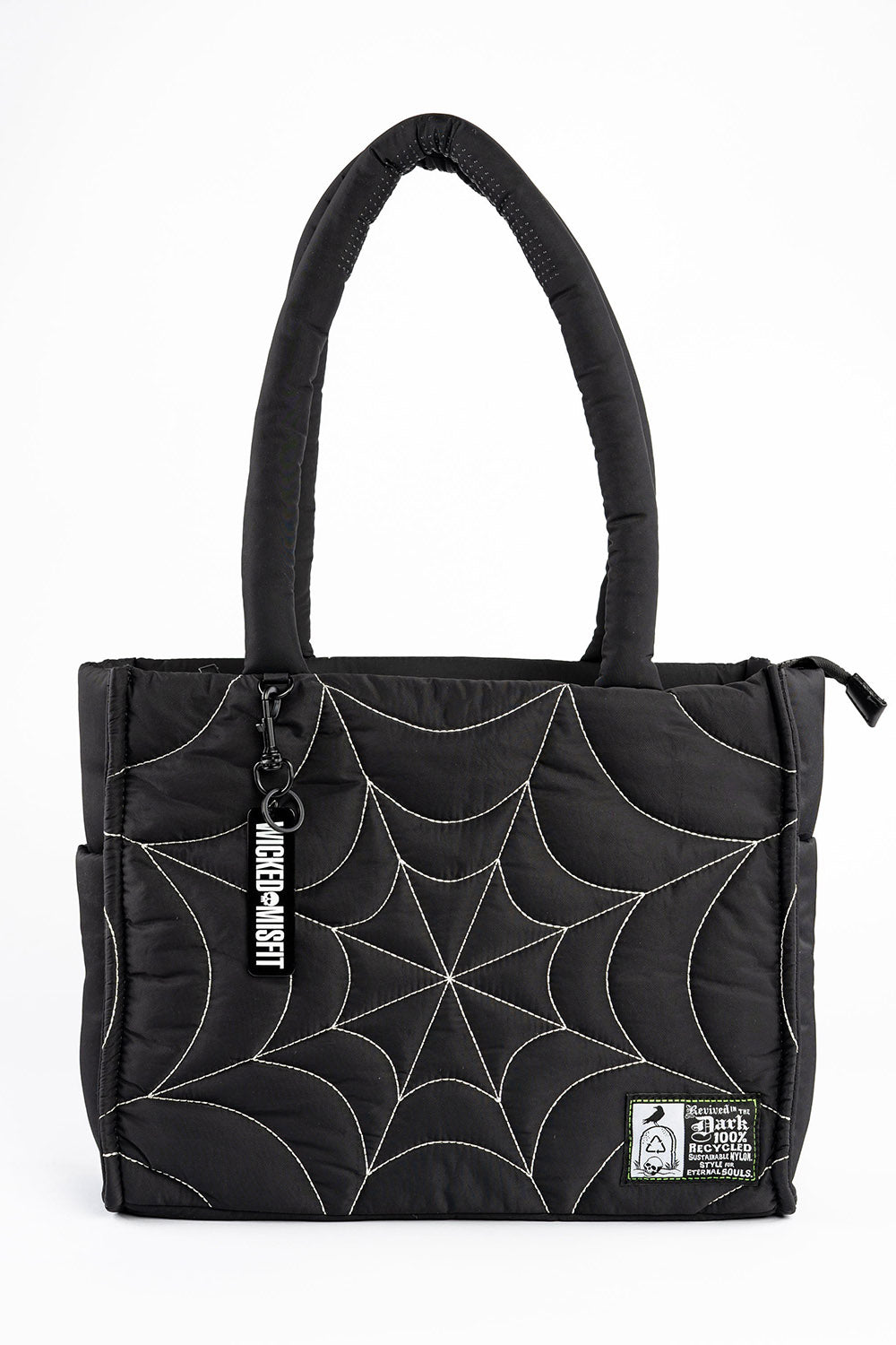 embroidered gothic large puff shoulder tote bag