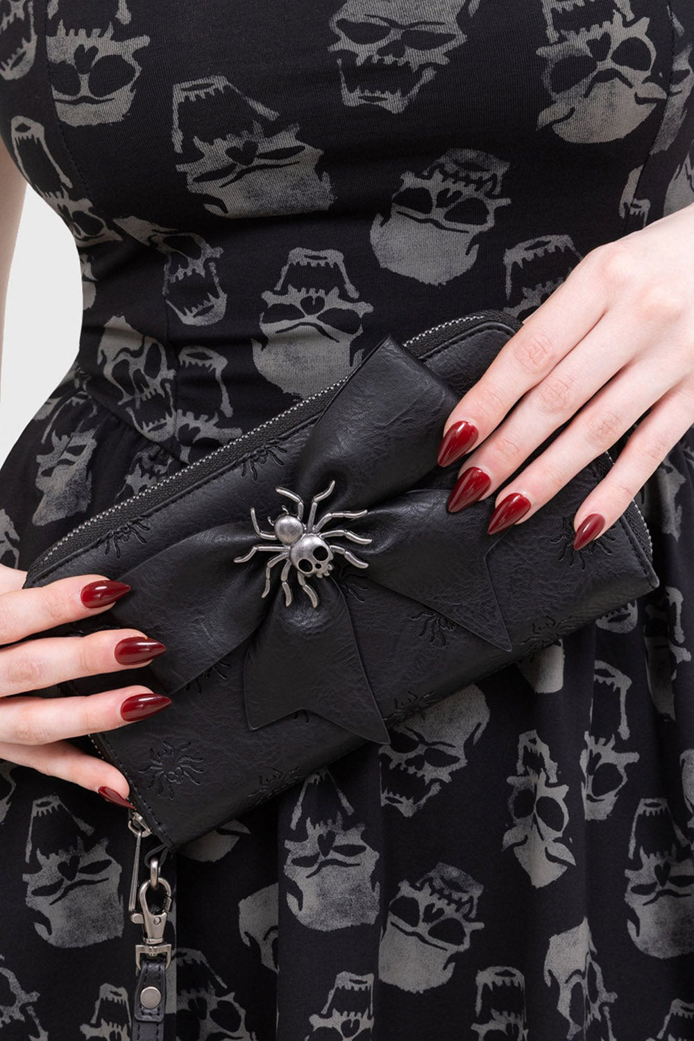 spider bow vegan leather wallet