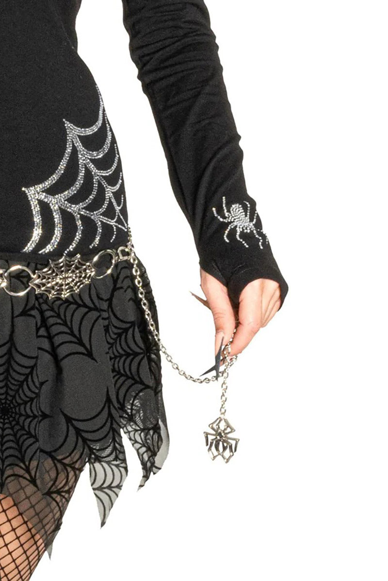 metal goth spiderweb chain belt by kreepsville