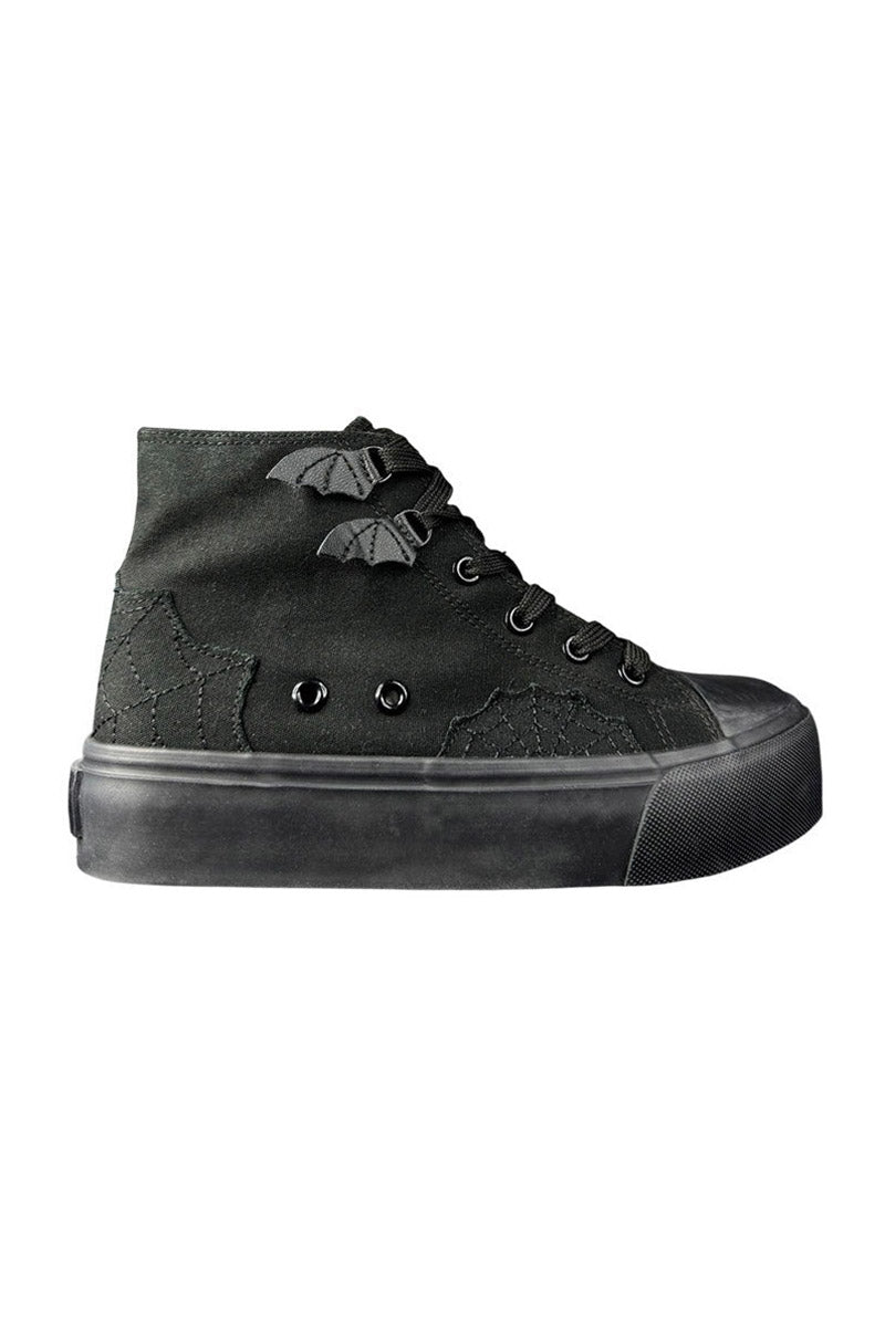 gothic black canvas sneakers