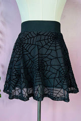 high waisted gothic spiderweb skirt skort