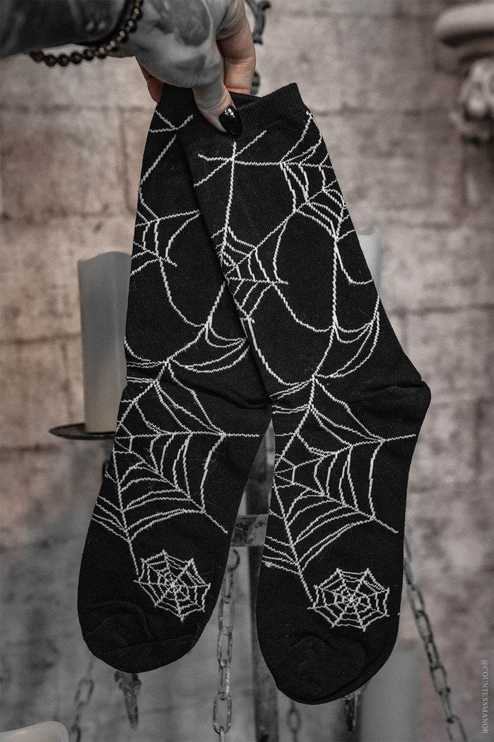 knitted spiderweb pattern socks 