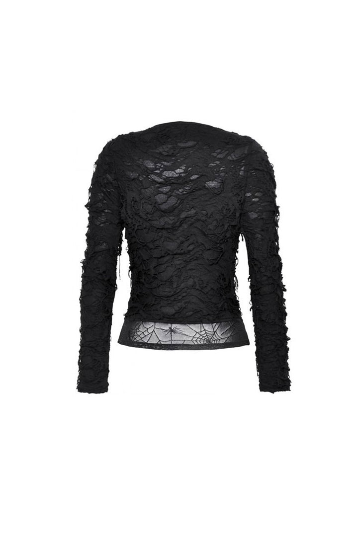 gothic distressed long sleeve blouse