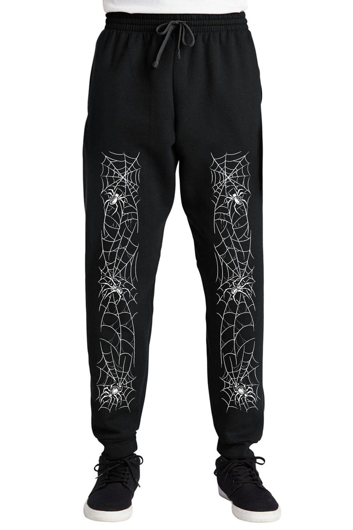 mens joggers with spiderweb print