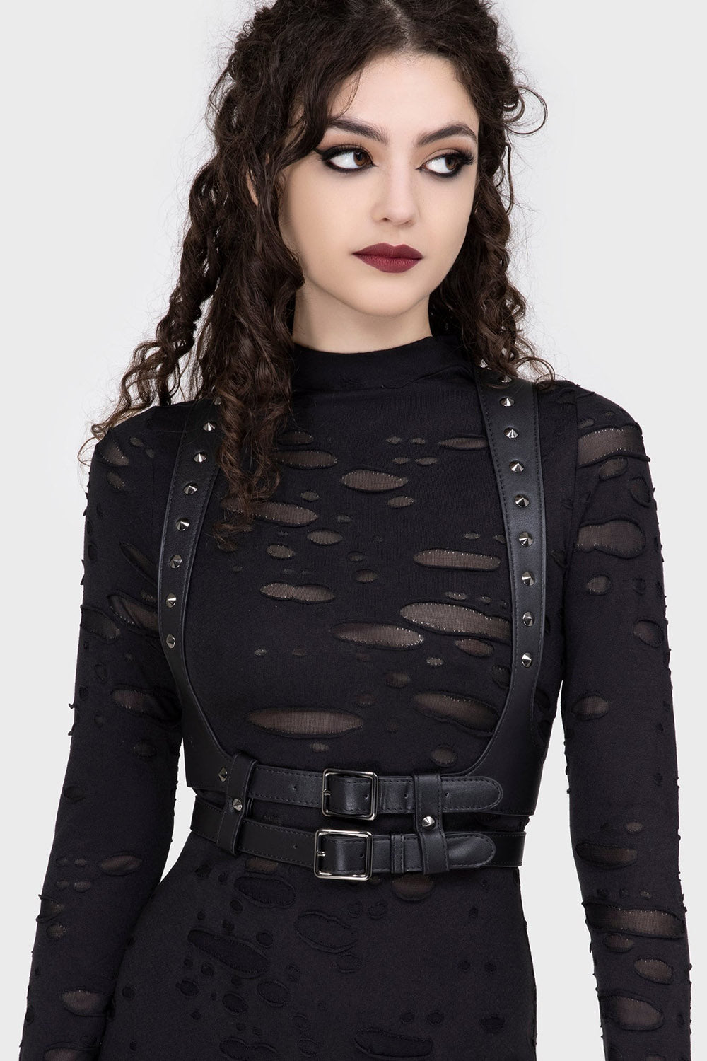 gothic vegan leather harness belt