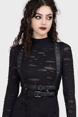 gothic vegan leather harness belt