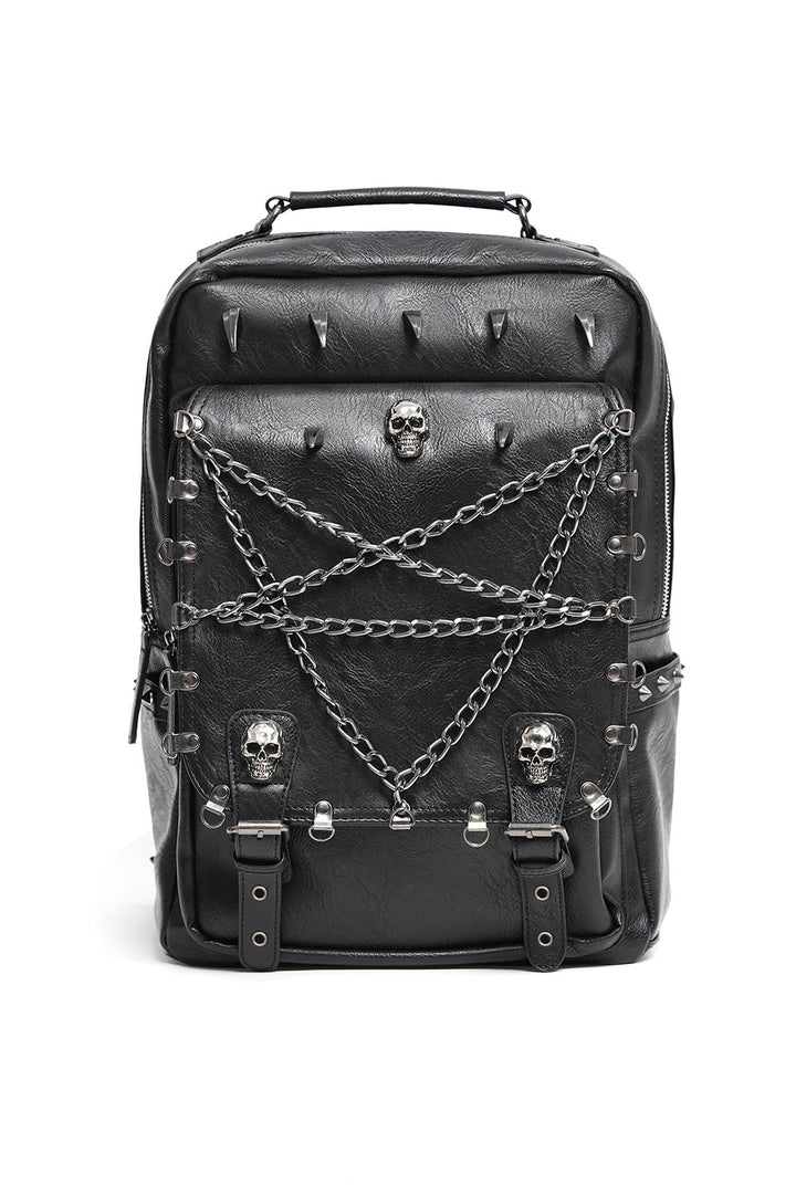 mens spiked vegan leather backpack