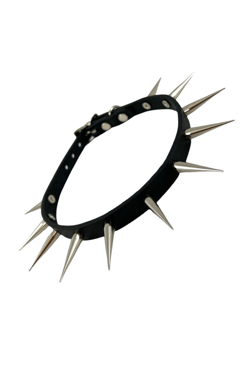 long spiked punk choker