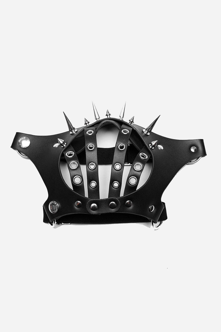 vegan leather grunge gothic heavy metal face mask with spikes and studs
