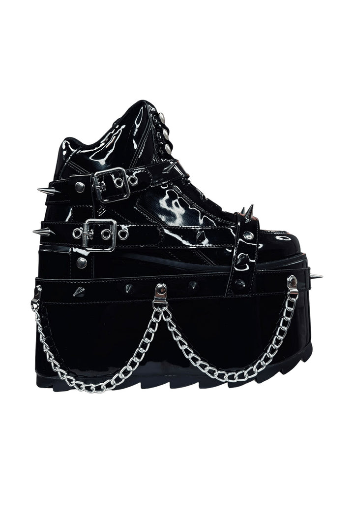 womens black punk spiked boots