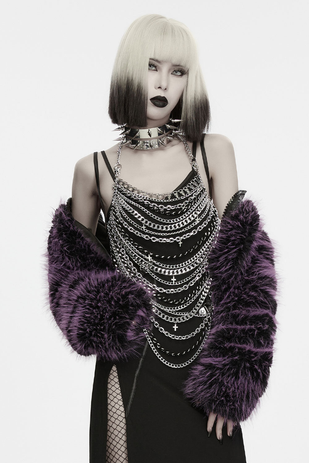 punk grunge silver spiked choker