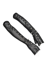 punk rock studded fingerless spiked long gloves