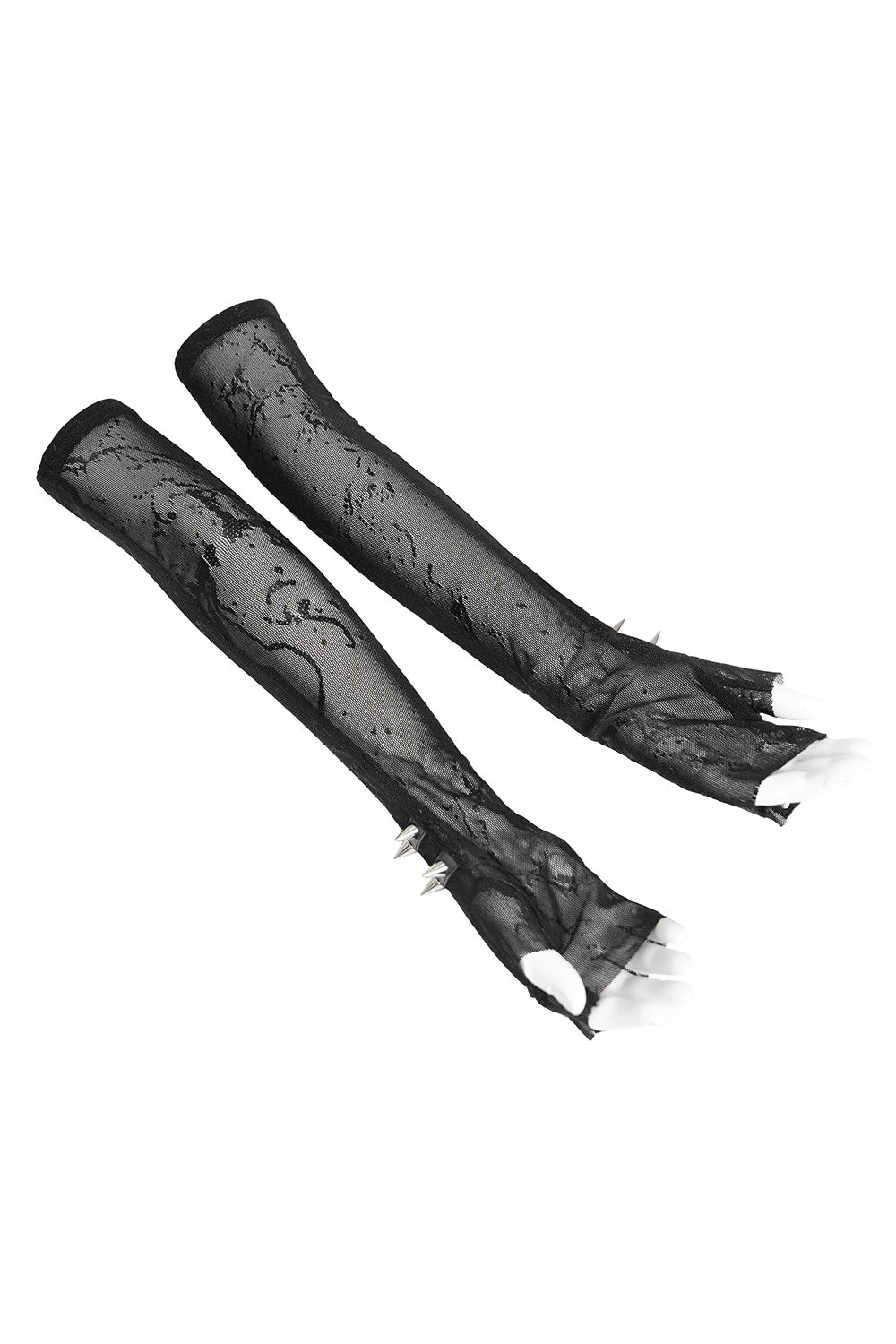 gothic studded fingerless spiked long gloves