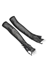 gothic studded fingerless spiked long gloves