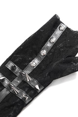 sheer studded fingerless spiked long gloves