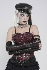 studded fingerless spiked long gloves