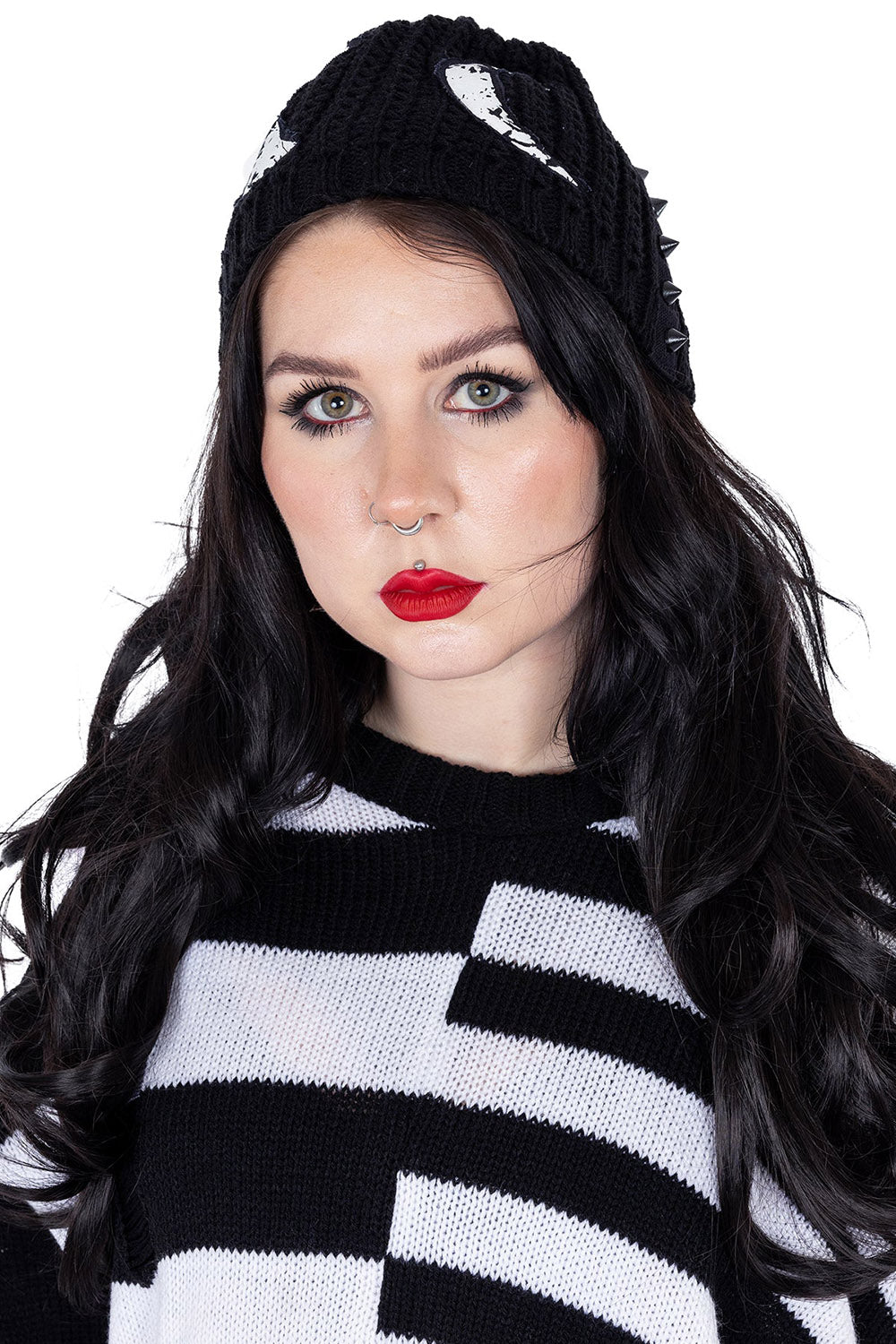 gothic black knit beanie 