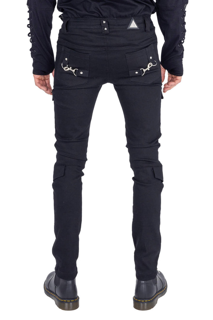 gothic black cargo pants for men