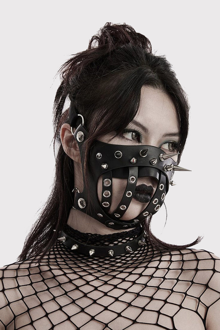 womens gothic spiked harness mask