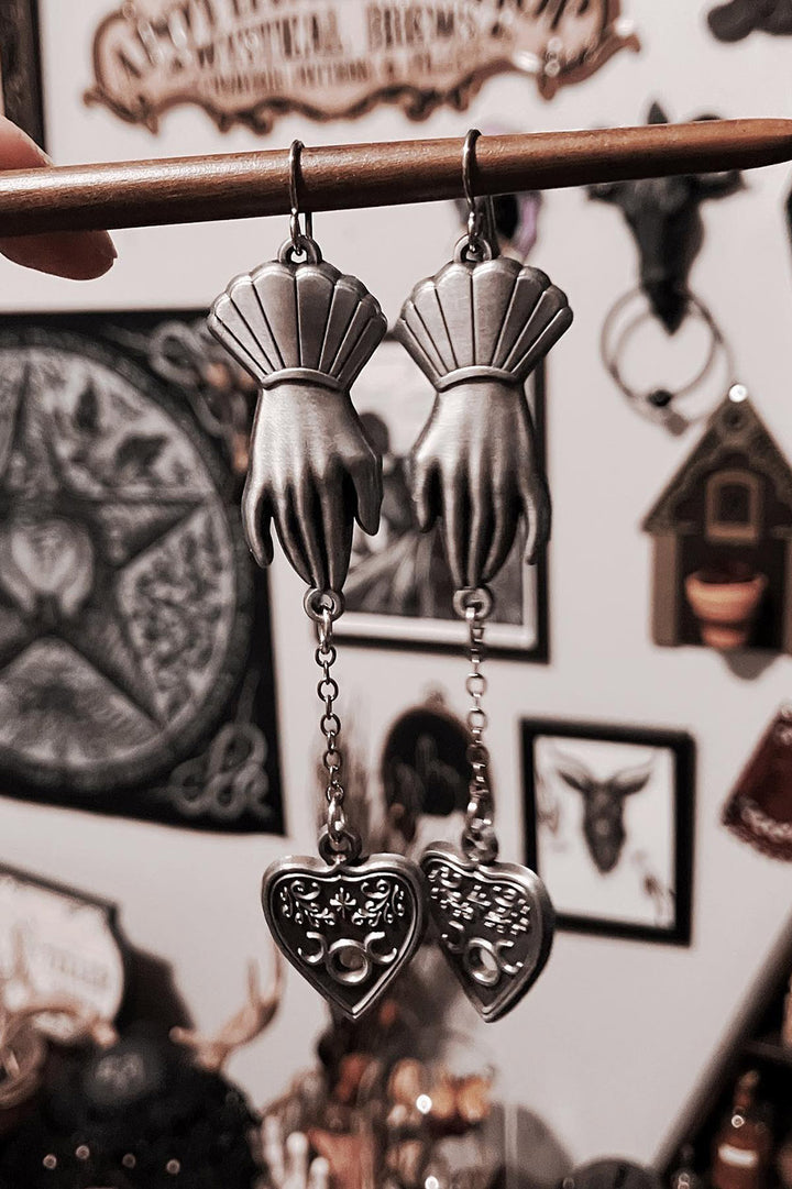 victorian goth hands earrrings