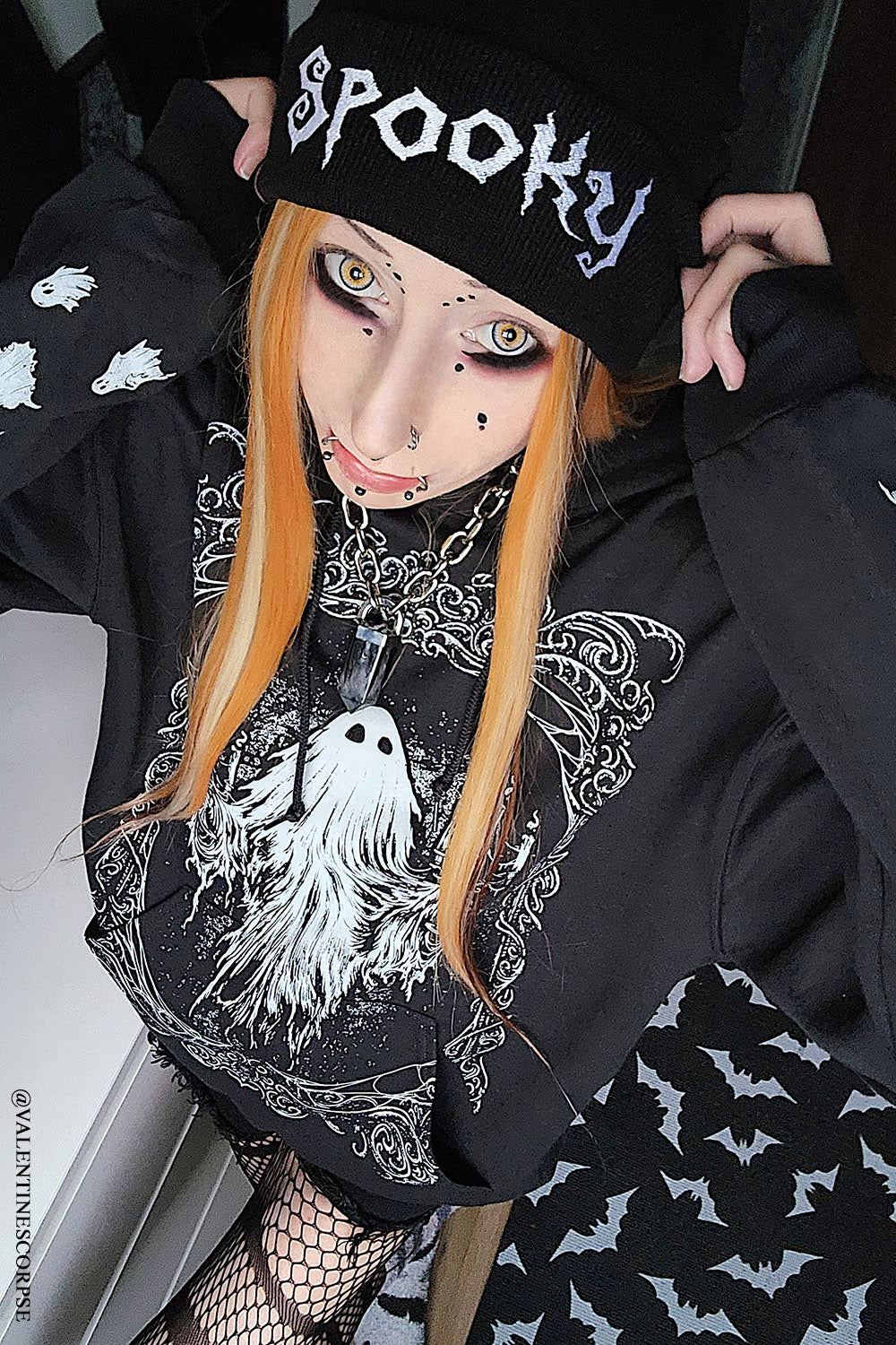 embroidered emo beanie hat