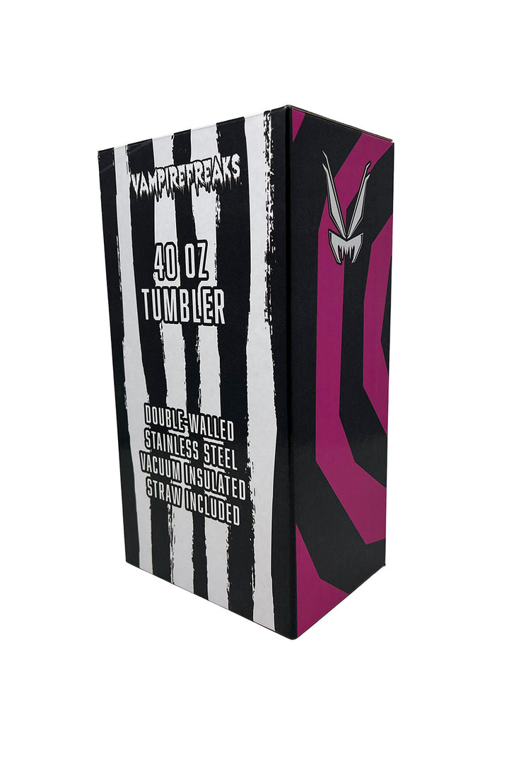 gothic striped gift box for a punk stainless steel distressed tumbler