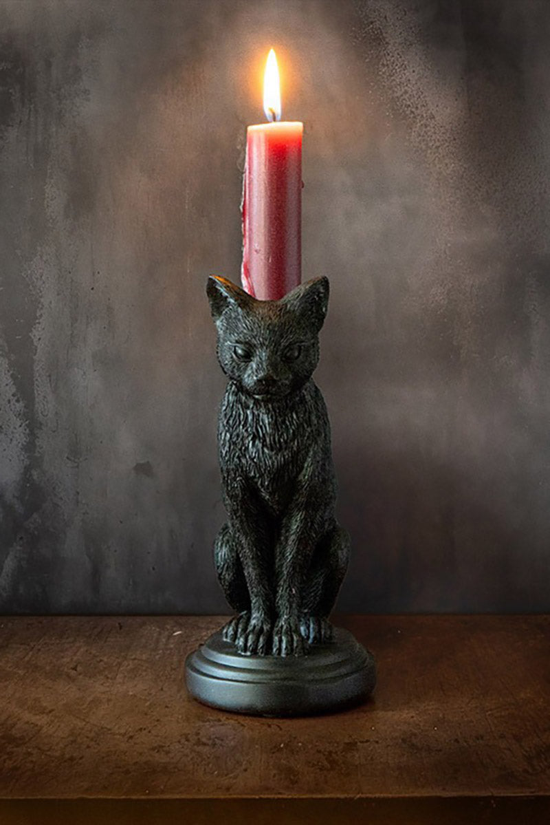black cat candle holder