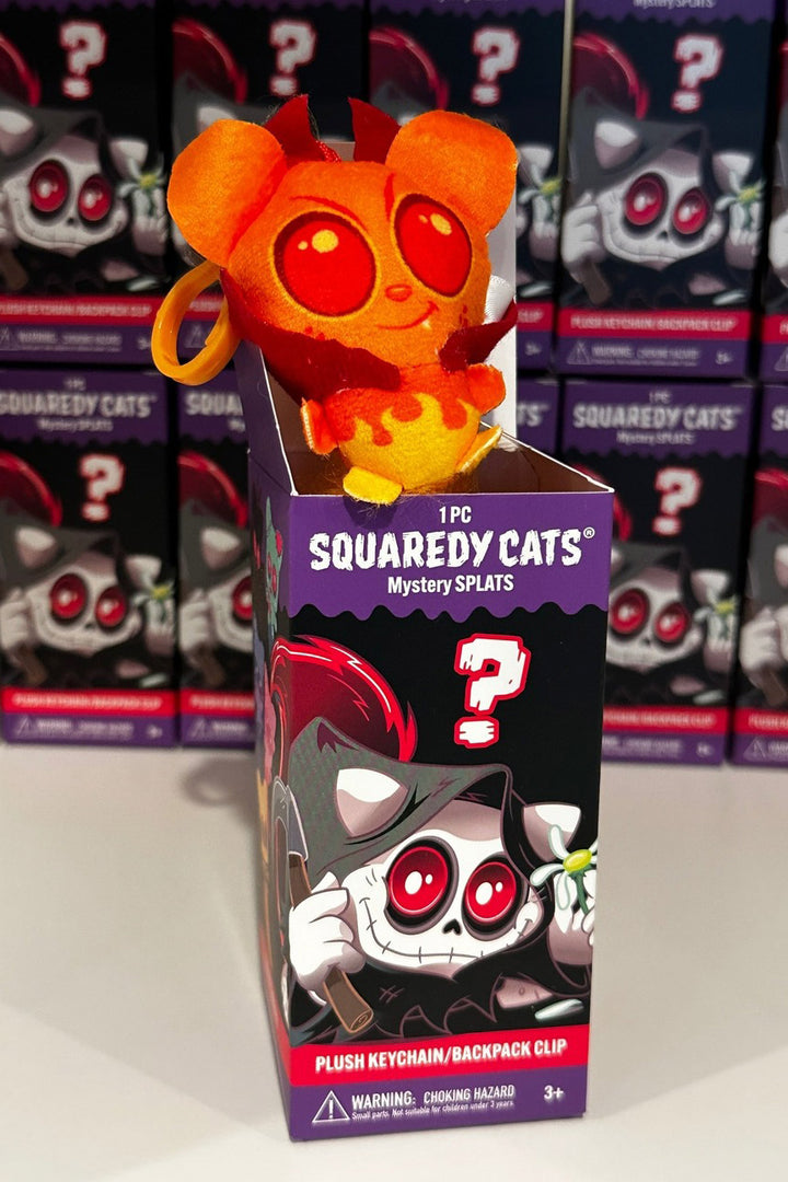 orange spooky monster stuffed animal cat plushie keychain