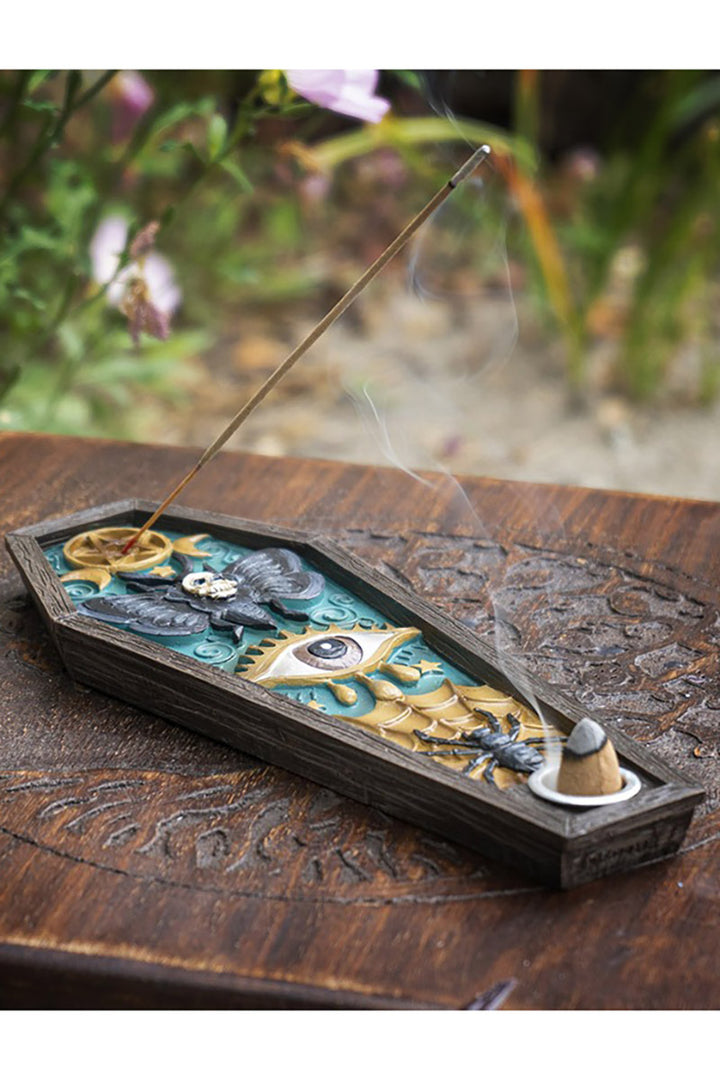 occult spooky incense burner tray