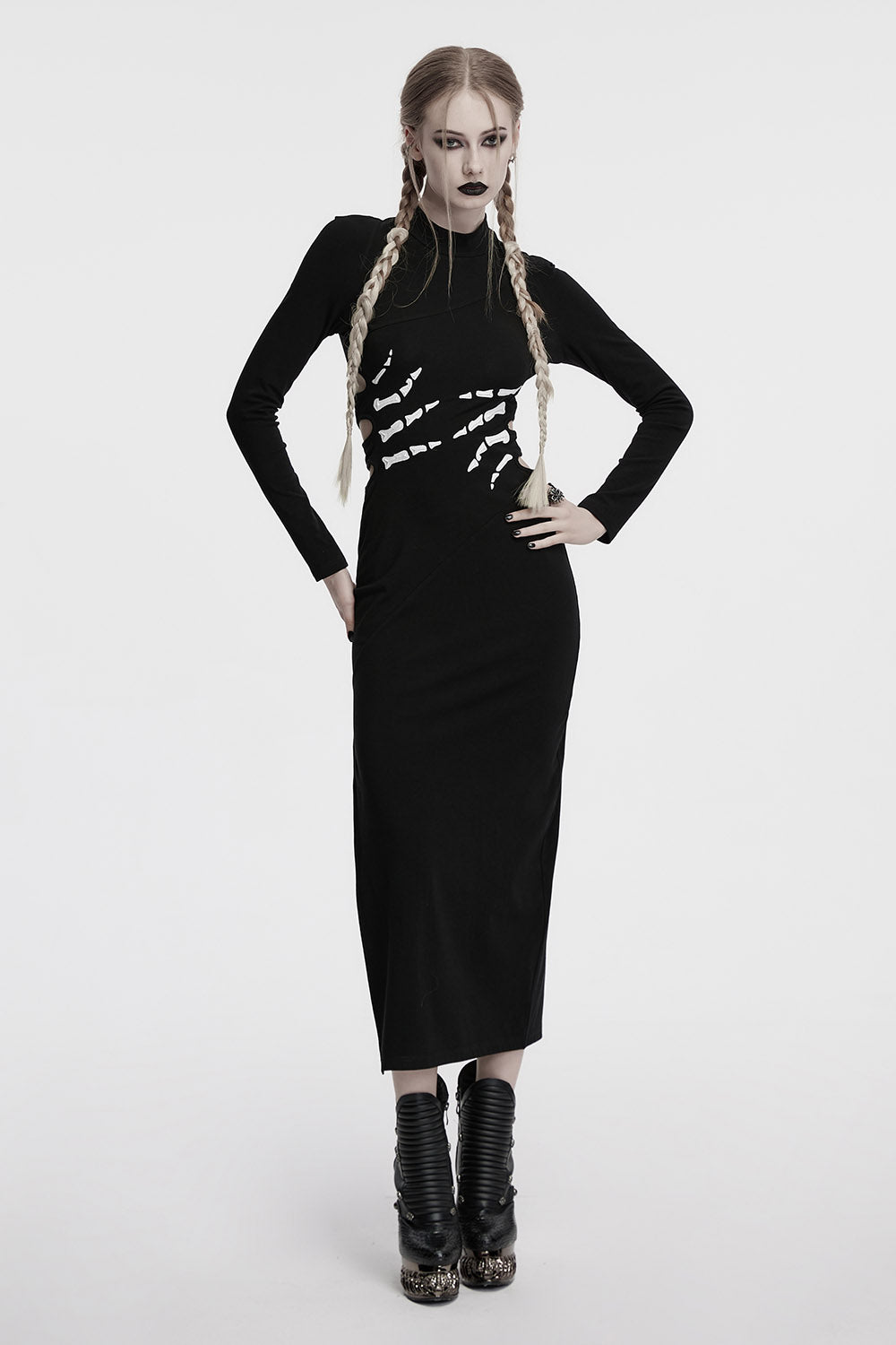 halloween printed skeleton hand dress