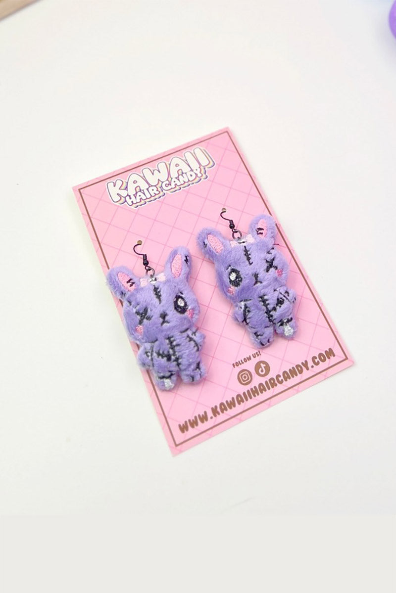 Gurokawa Pastel Goth Dead Bunny Plush Earrings