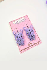 Gurokawa Pastel Goth Dead Bunny Plush Earrings